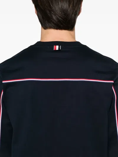 Thom Browne Grosgrain Loop Trim Oversized Long-sleeved T-shirt In Blue