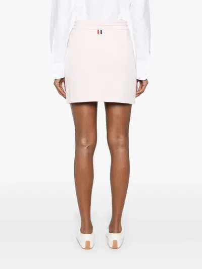 Thom Browne Cotton Mini Skirt Side Stripes In Pink