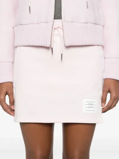 Thom Browne Cotton Mini Skirt Side Stripes In Pink