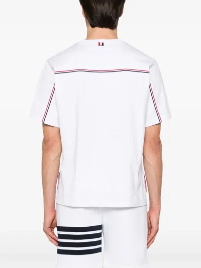 Thom Browne Oversized T-shirt With Rwb Knit Trim In White