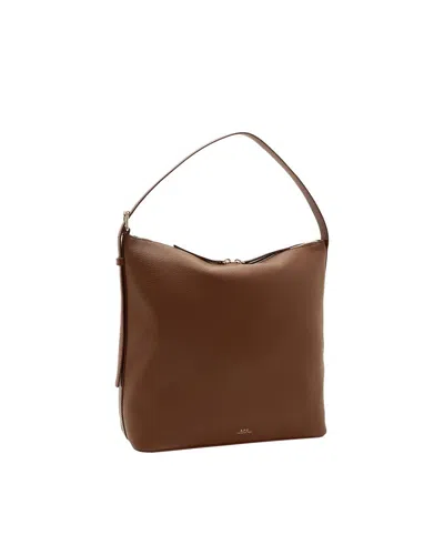 Apc Sac Vera Grain Leather Tote Bag In Brown