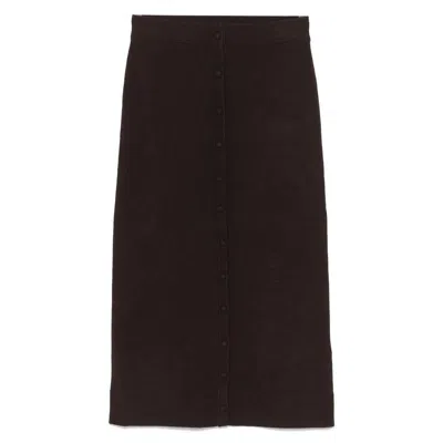 Victoria Beckham Brown Button-detail Midi Skirt In Brown