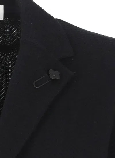 Lardini Single Breasted Jacket With Broad Peak Lapels In Black