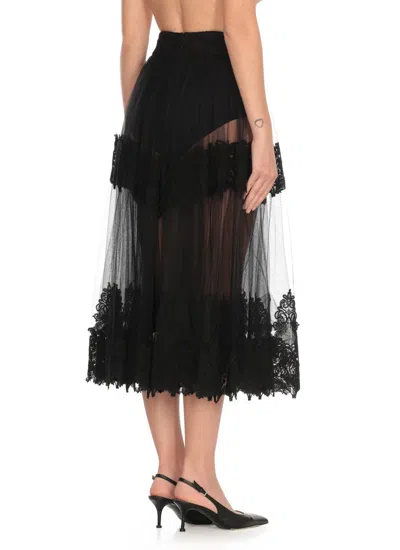 Elisabetta Franchi High Waist Lace-detailed Tulle Skirt