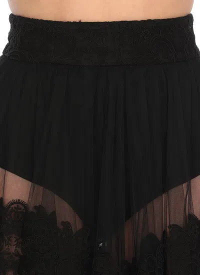 Elisabetta Franchi High Waist Lace-detailed Tulle Skirt