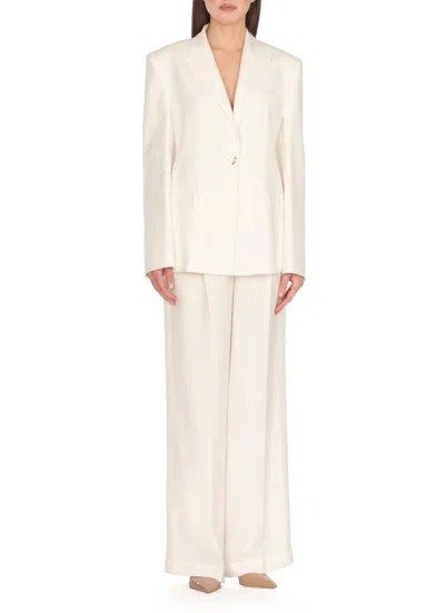 Pinko Viscose And Linen Blazer In White