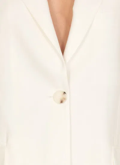 Pinko Viscose And Linen Blazer In White