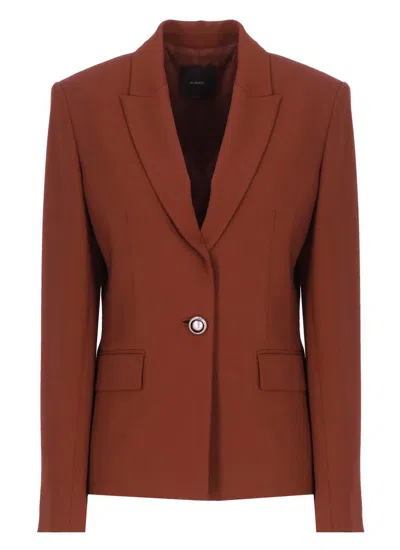 Pinko Gente Single-breasted One Button Jacket In Burgundy