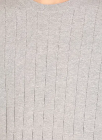 Peserico Ribbed Round Neck T-shirt In Gray