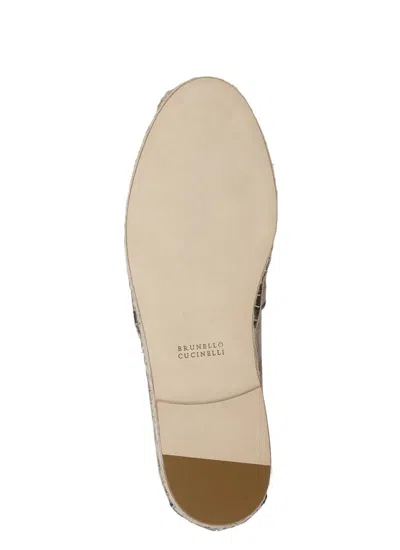 Brunello Cucinelli Round Toe Suede Espadrilles With Jute Sole In Neutral