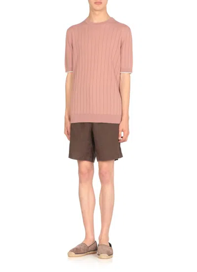 Peserico Short Sleeves Crew Neck T-shirt In Pink