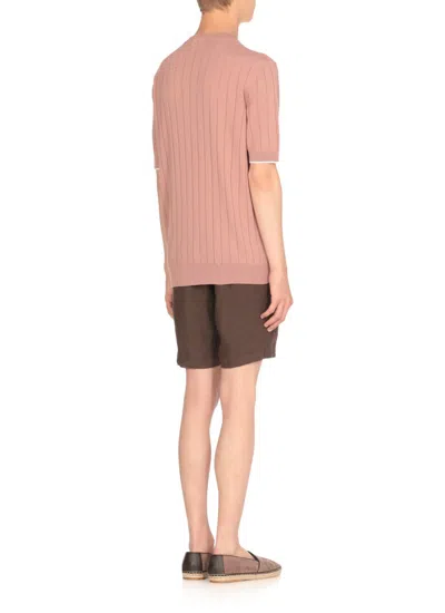 Peserico Short Sleeves Crew Neck T-shirt In Pink