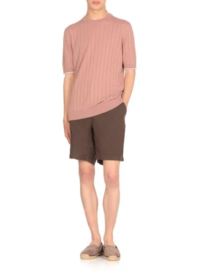 Peserico Short Sleeves Crew Neck T-shirt In Pink