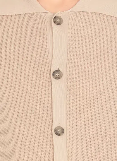 Peserico Polo Cardigan In Pure Cotton Yarn In Neutral