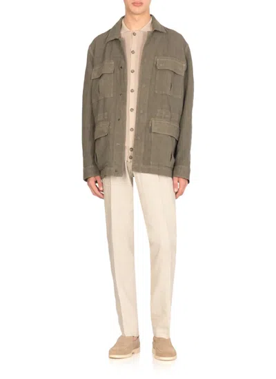 Peserico Polo Cardigan In Pure Cotton Yarn In Neutral
