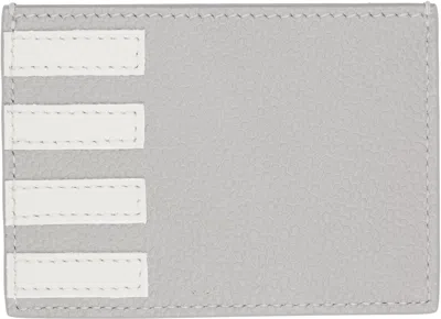 Thom Browne Gray Side 4-bar Stripe Card Holder In Gray