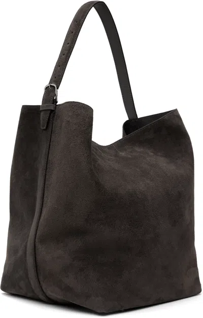 Totême Gray Belted Suede Tote