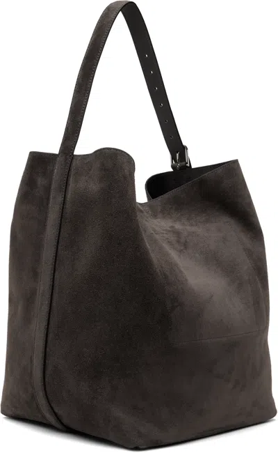 Totême Gray Belted Suede Tote