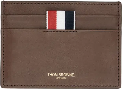 Thom Browne Compact Dark Brown Calfskin Credit Card Holder Men