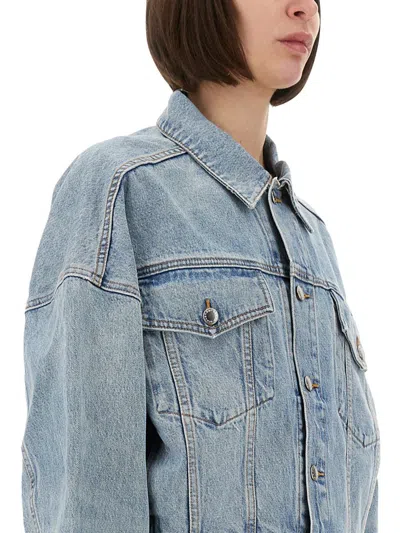 Alexander Wang Women Denim Clip-on Trucker Jacket In Blue