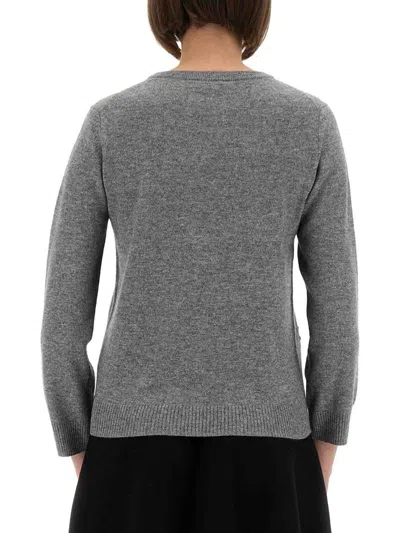 Ganni Womens Paloma Melange Rhombus-print Round-neck Wool And Cashmere Cardigan