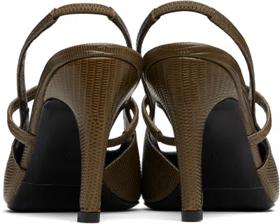 Totême Toteme Lizard Embossed Sharp Pointed Toe Slingback Pump In Brown