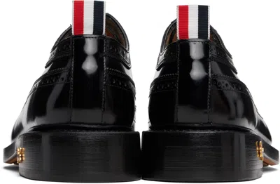 Thom Browne Black Spazzolato Leather Longwing Brogues In Black