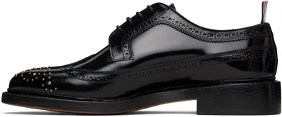 Thom Browne Black Spazzolato Leather Longwing Brogues In Black