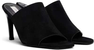 Totême Sculpted Heel Suede Mules With Toe Strap In Animal Print