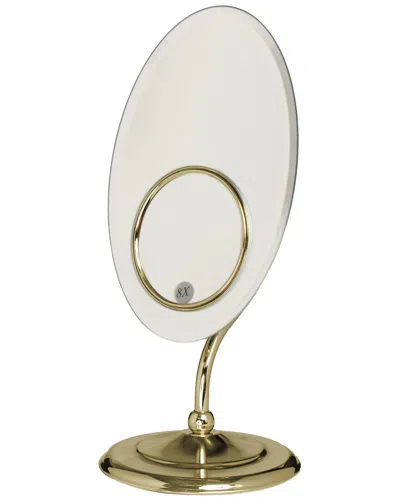 Zadro Oval Tri-optics Pedestal Vanity Mirror With Triple In Silver