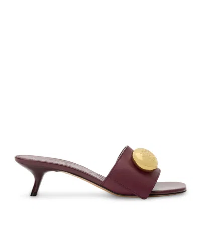 Loewe Pebble Leather Slide Sandals In Purple
