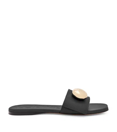 Loewe Leather Open Toe Flat Sole Slippers In Black