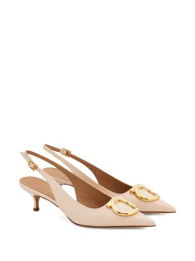 Ferragamo Sara 40 Maxi Gancini Slingback Pumps In Neutral