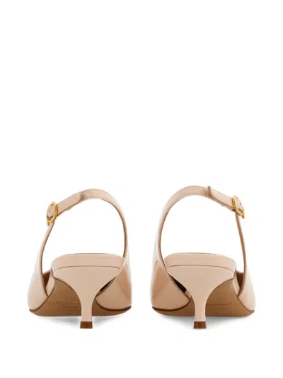 Ferragamo Sara 40 Maxi Gancini Slingback Pumps In Neutral