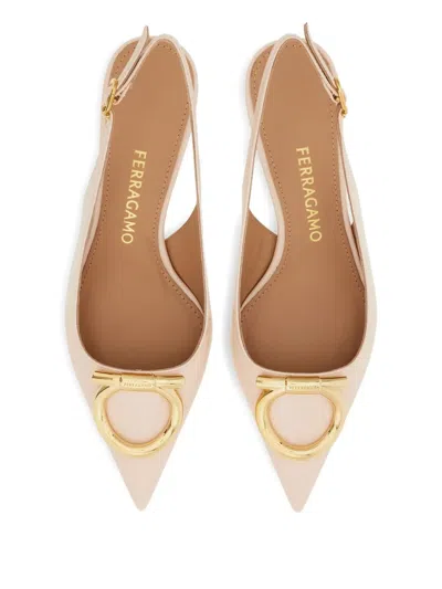 Ferragamo Sara 40 Maxi Gancini Slingback Pumps In Neutral