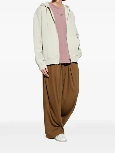 Samsoe & Samsoe Zip-up Hooded Sweatshirt In Neutral