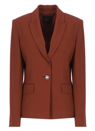Pinko Gente Single-breasted One Button Jacket In Burgundy