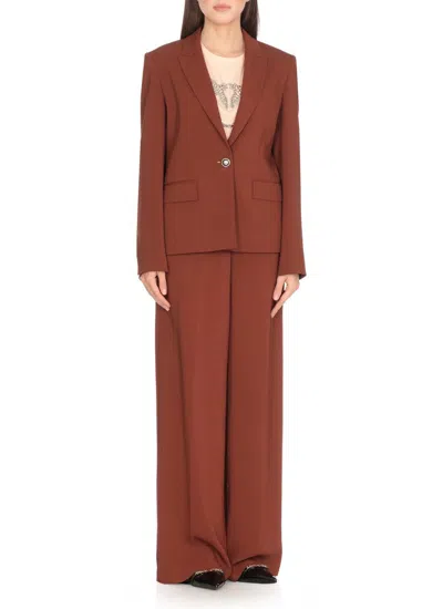 Pinko Gente Single-breasted One Button Jacket In Burgundy