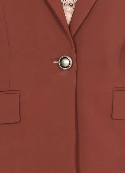 Pinko Gente Single-breasted One Button Jacket In Burgundy