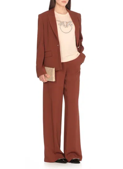 Pinko Gente Single-breasted One Button Jacket In Burgundy