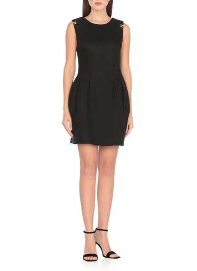 Elisabetta Franchi Linen And Viscose Dress In Black