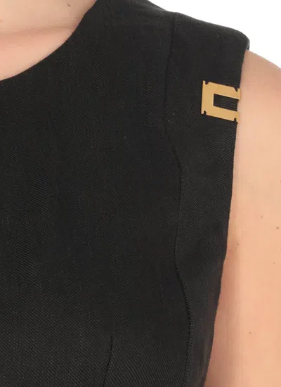 Elisabetta Franchi Linen And Viscose Dress In Black