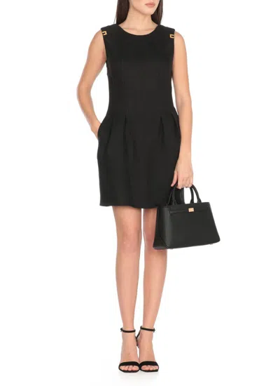 Elisabetta Franchi Linen And Viscose Dress In Black