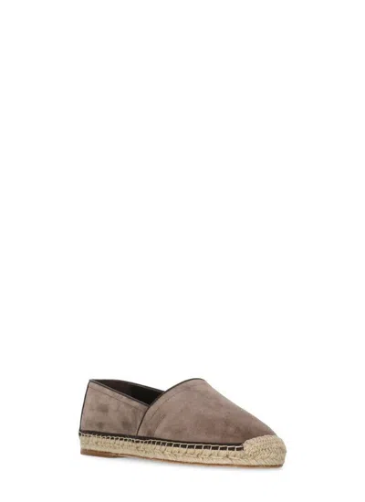 Brunello Cucinelli Round Toe Suede Espadrilles With Jute Sole