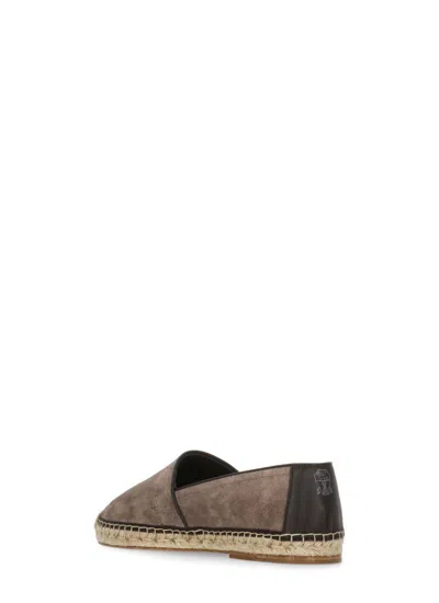 Brunello Cucinelli Round Toe Suede Espadrilles With Jute Sole