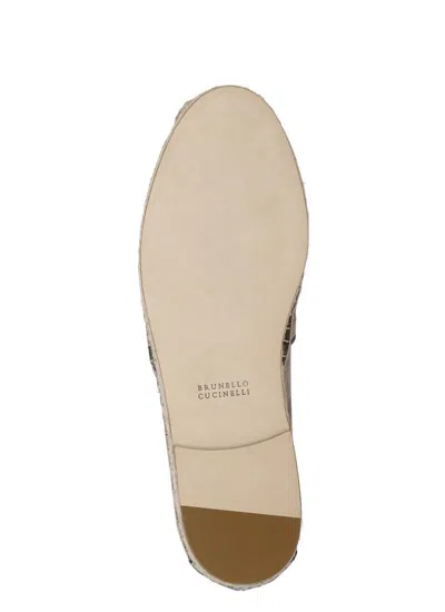 Brunello Cucinelli Round Toe Suede Espadrilles With Jute Sole