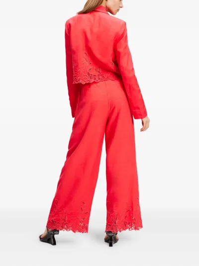 Karl Lagerfeld Red Culotte Pants With Bo Hems In Red