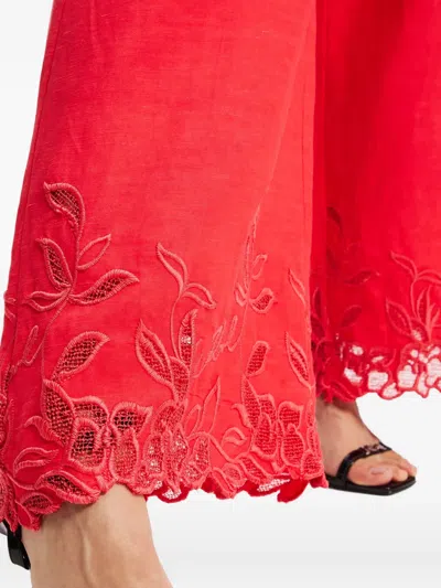 Karl Lagerfeld Red Culotte Pants With Bo Hems In Red