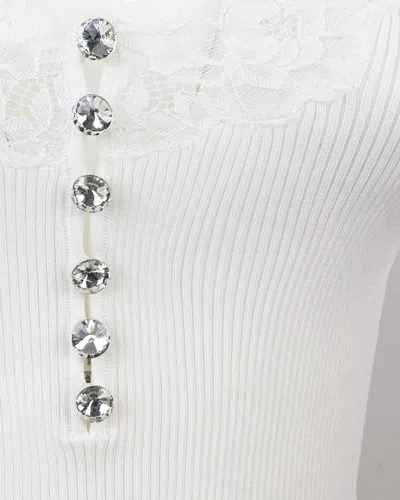 Self-portrait Self Portrait Women Lace Trim Knit Top In White