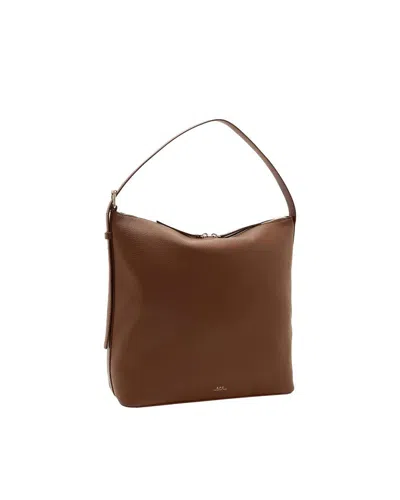 Apc Sac Vera Grain Leather Tote Bag In Brown